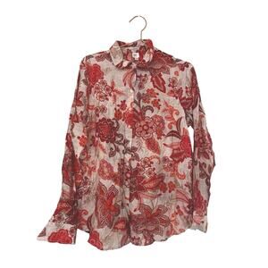 Autres filles Women's Red Floral Button-Front Blouse